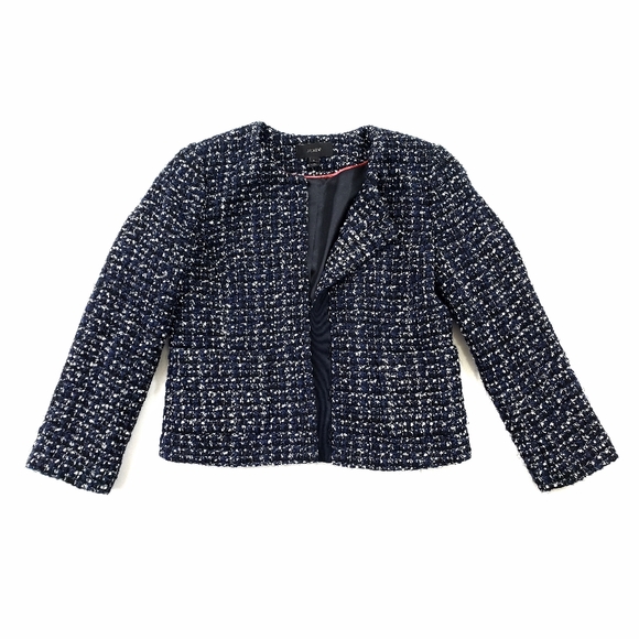 J Crew 2 Midnight Tweed Cropped Blazer - Picture 2 of 12